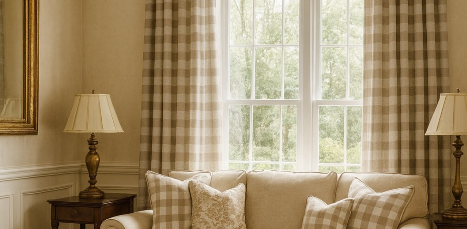 Sofa in front of a window