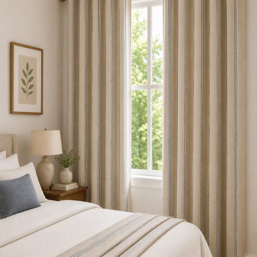 Grain Stripe Nordic Indigo Curtain