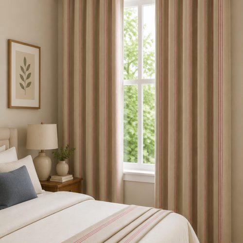 Grain Stripe Nordic Peony Curtain