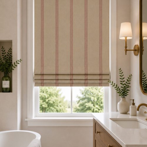 Grain Stripe Nordic Peony Roman Blind