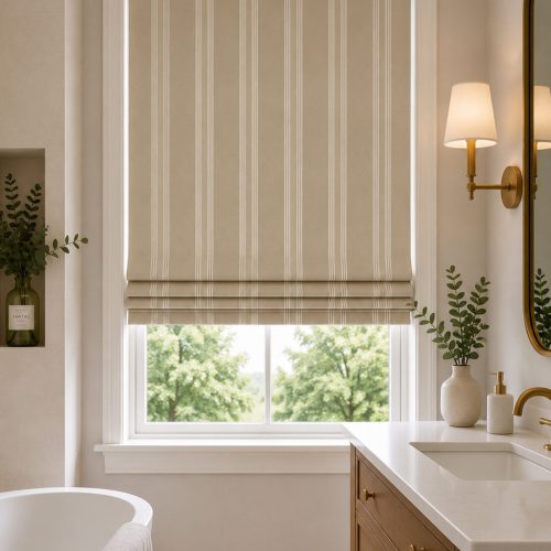 Harvest Stripe 6 Flax Roman Blind