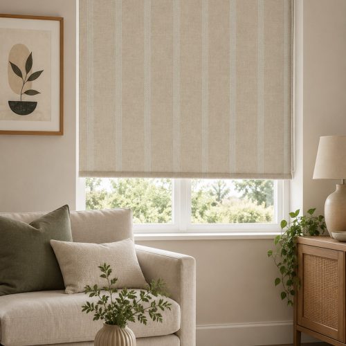 Hopsack Stripe Mint Roller Blind