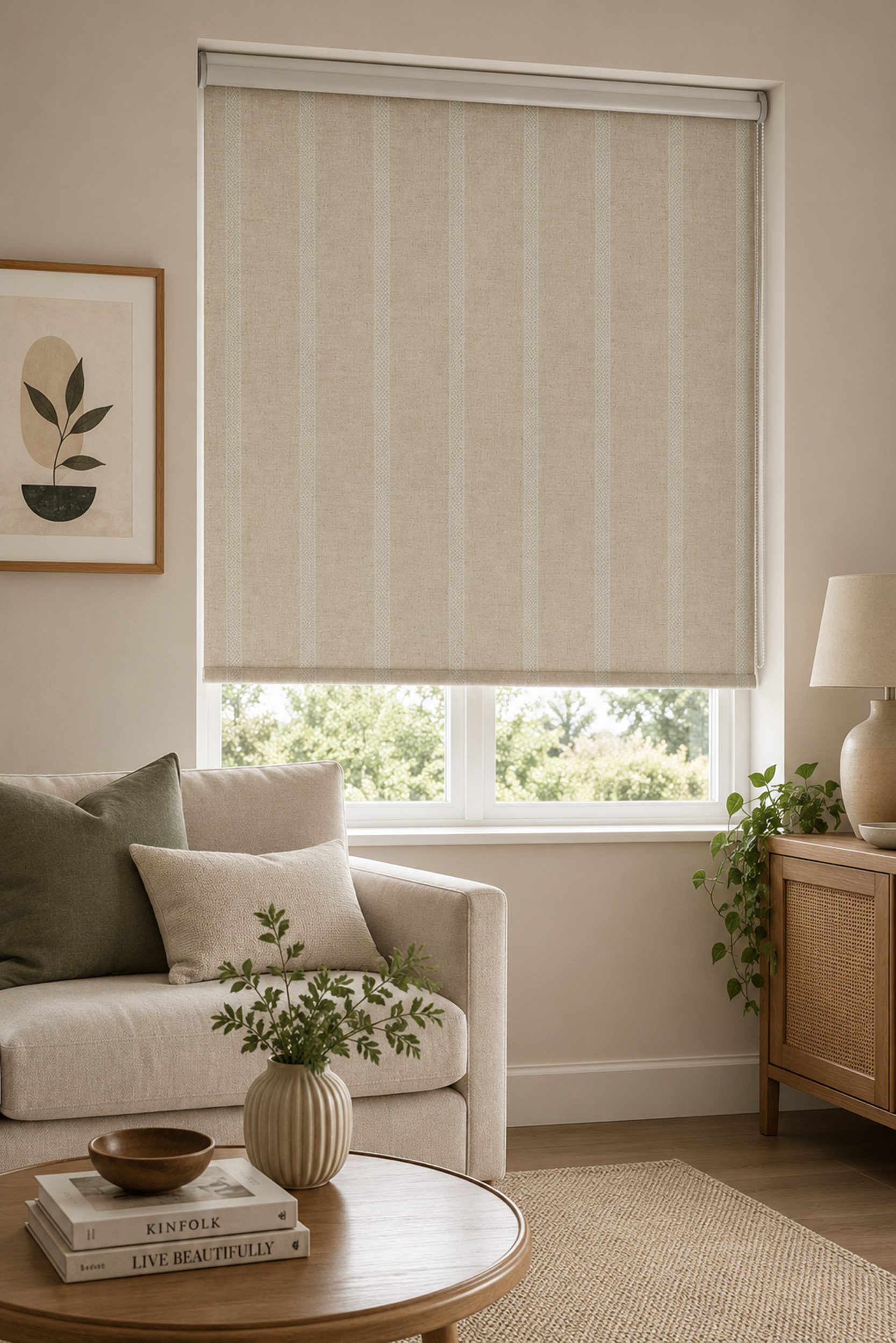 Hopsack Stripe Mint Roller Blind
