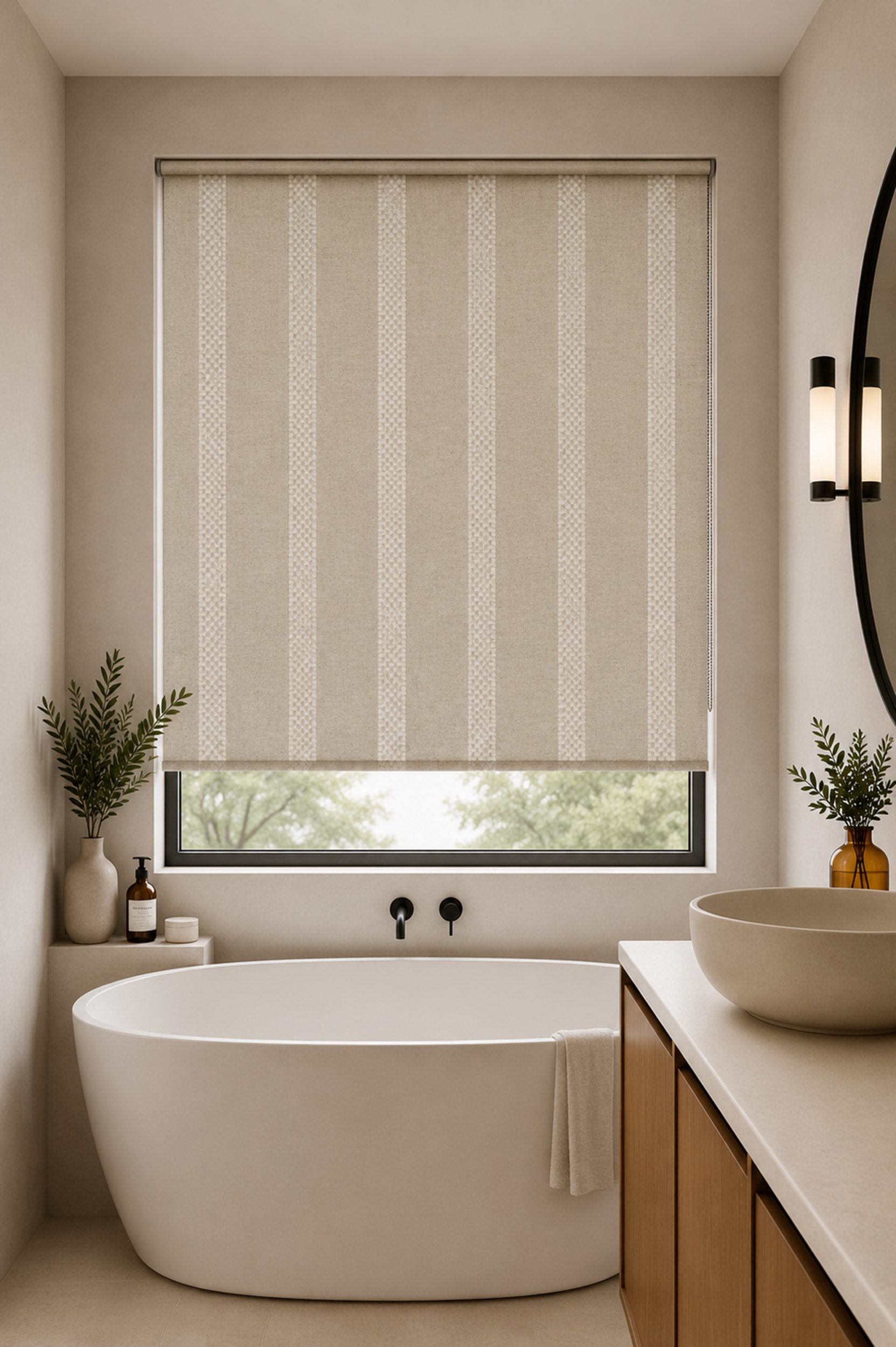 Hopsack Stripe Natural Roller Blind