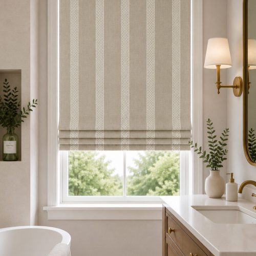Hopsack Stripe Natural Roman Blind