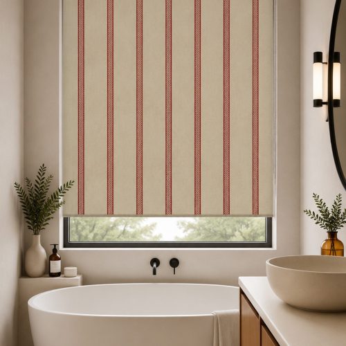 Hopsack Stripe Peony Roller Blind