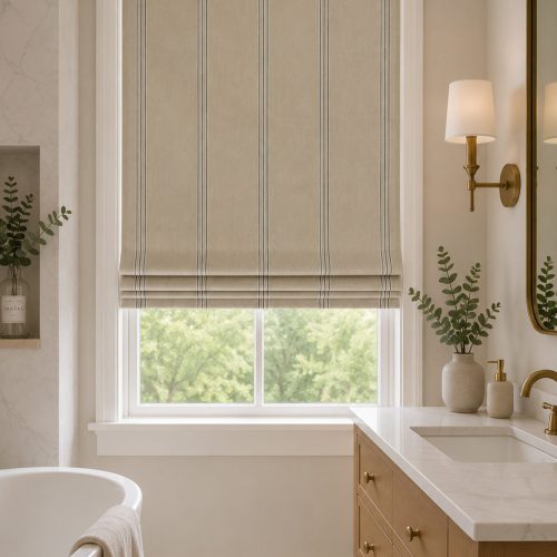 Odeon Stripe 8 Black Roman Blind