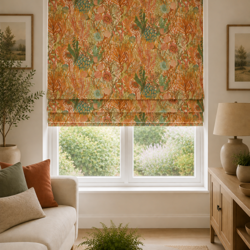 Acropora Brazilian Rosewood-Nectar Roman Blind