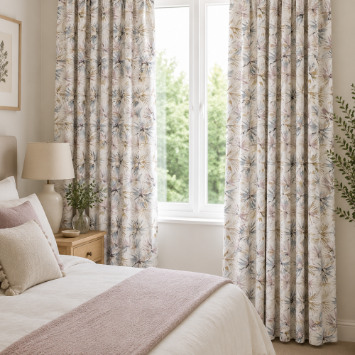 Aucuba Embroidery Heather-Slate Curtain