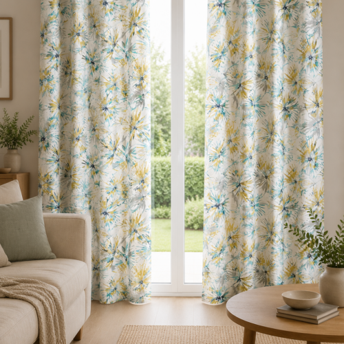 Aucuba Embroidery Teal-Zest