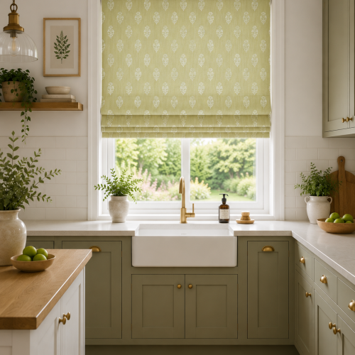 Buttercup Fennel Roman Blind