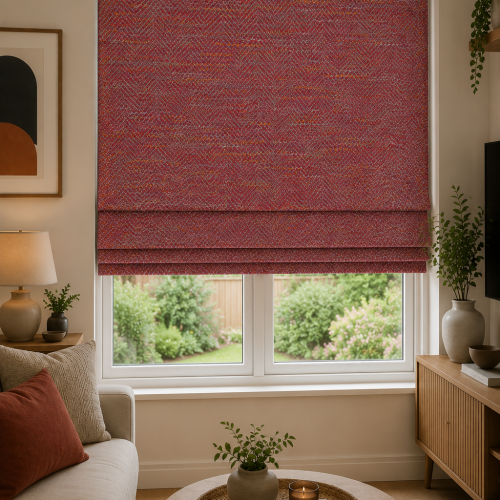 Delphini Red Berry Roman Blind