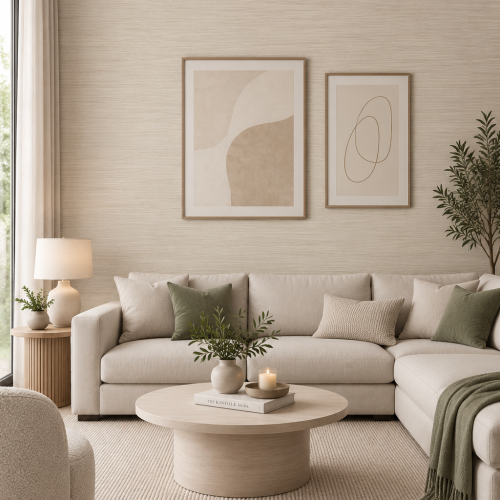 Esai Seagrass Embossed Wallcovering Chalk
