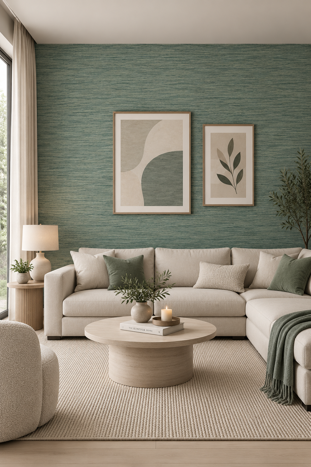 Esai Seagrass Embossed Wallcovering Hunter