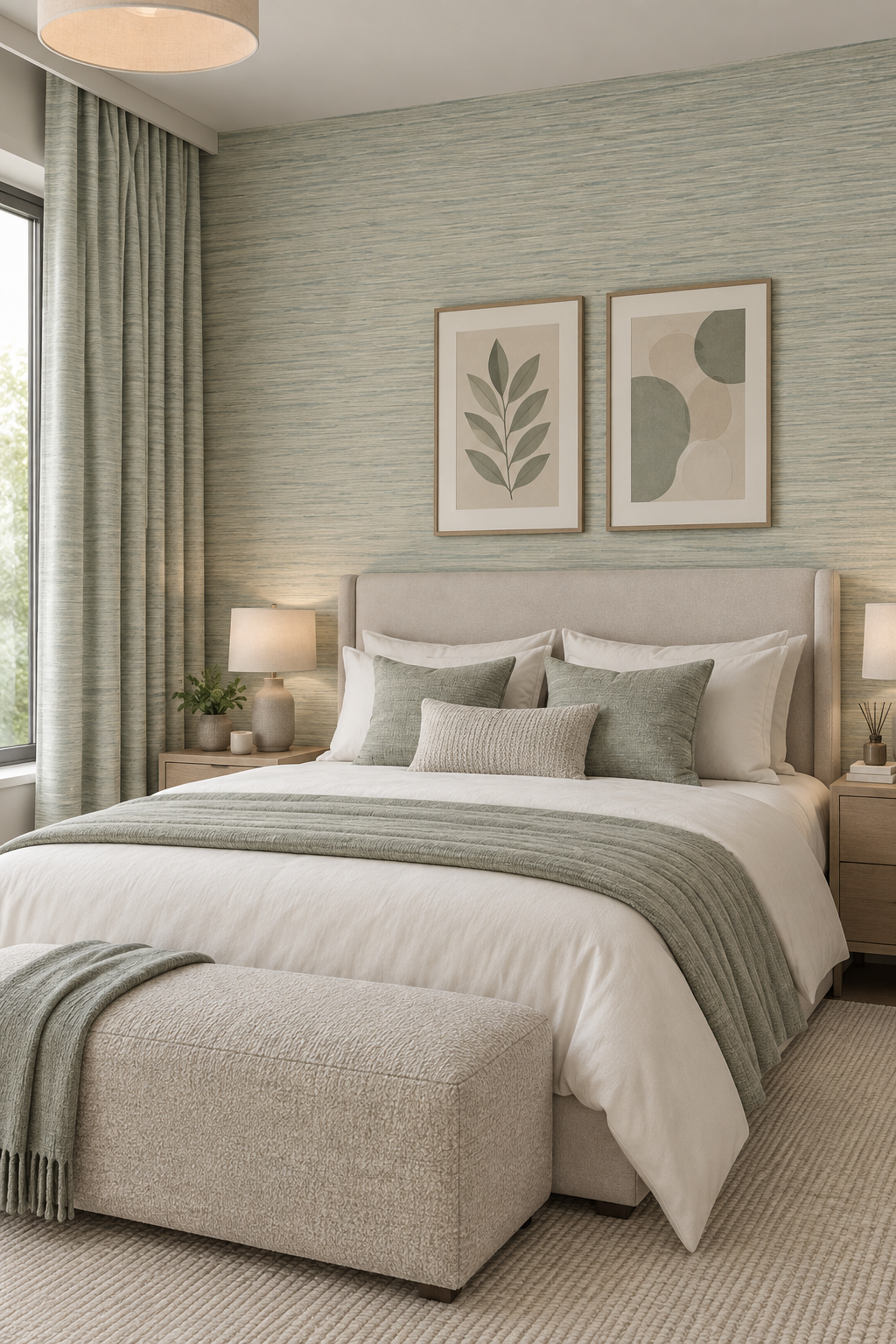 Esai Seagrass Embossed Wallcovering Sage