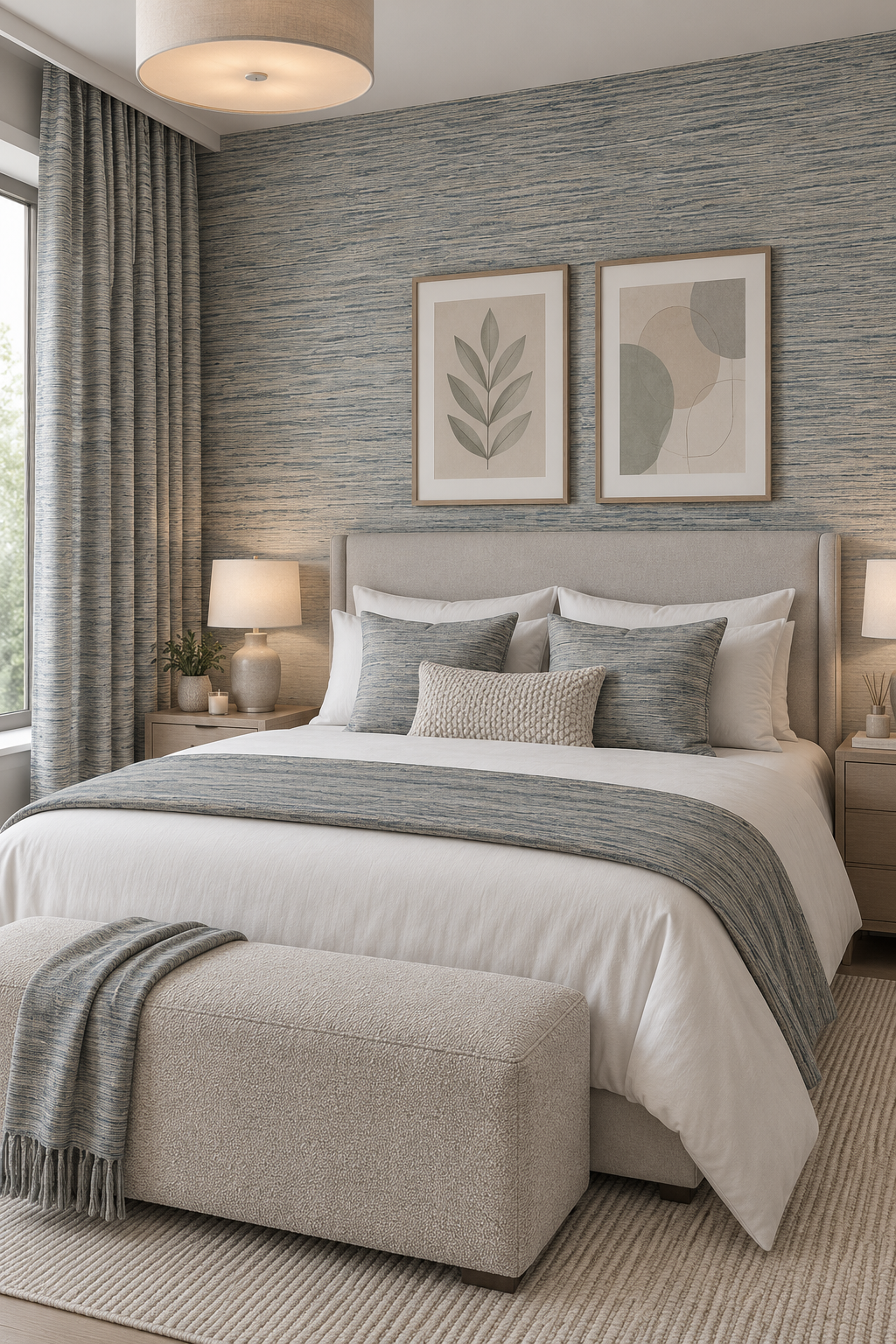 Esai Seagrass Embossed Wallcovering Twilight