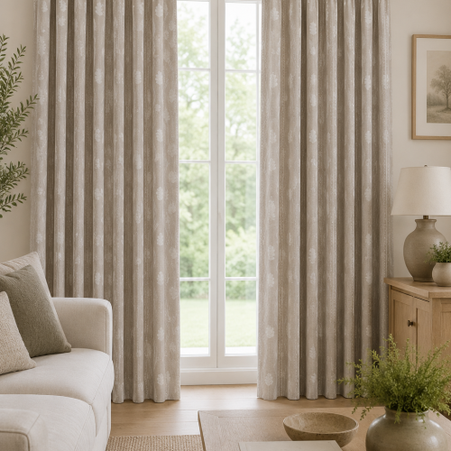Falling Leaves Ivory Curtain