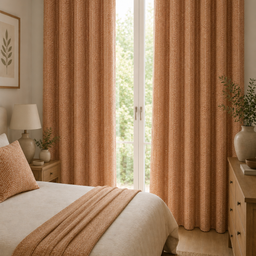 Furrow Orange Curtain