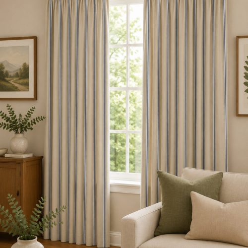 Odeon Stripe 8 Indigo Curtain