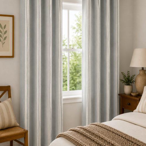 Oxford Stripe Grey Curtain