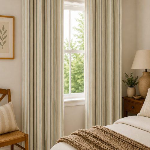 Sackville Stripe Natural Curtain
